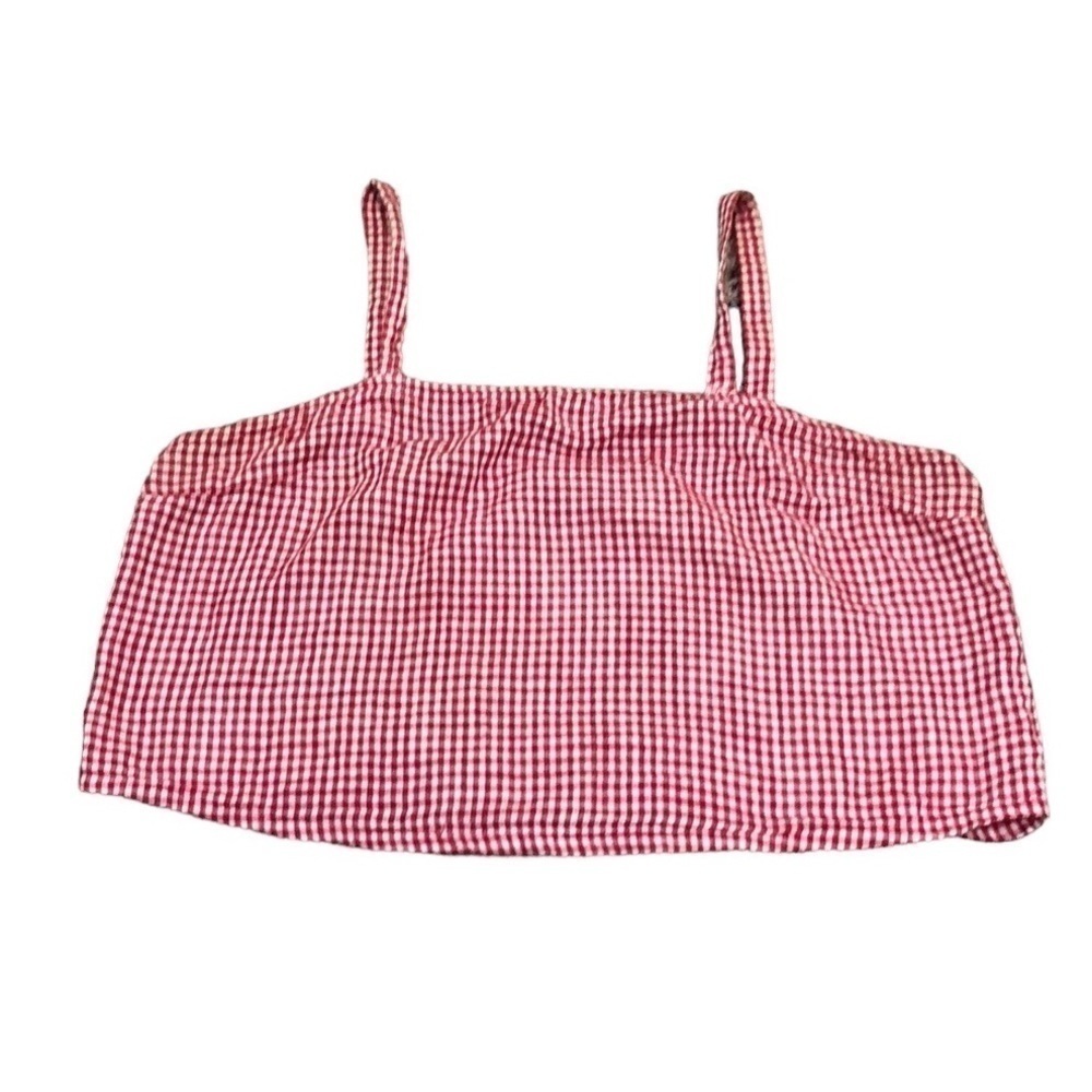 Ben Sherman Crop Tank Top Size XL Red White Gingham Checkered Print